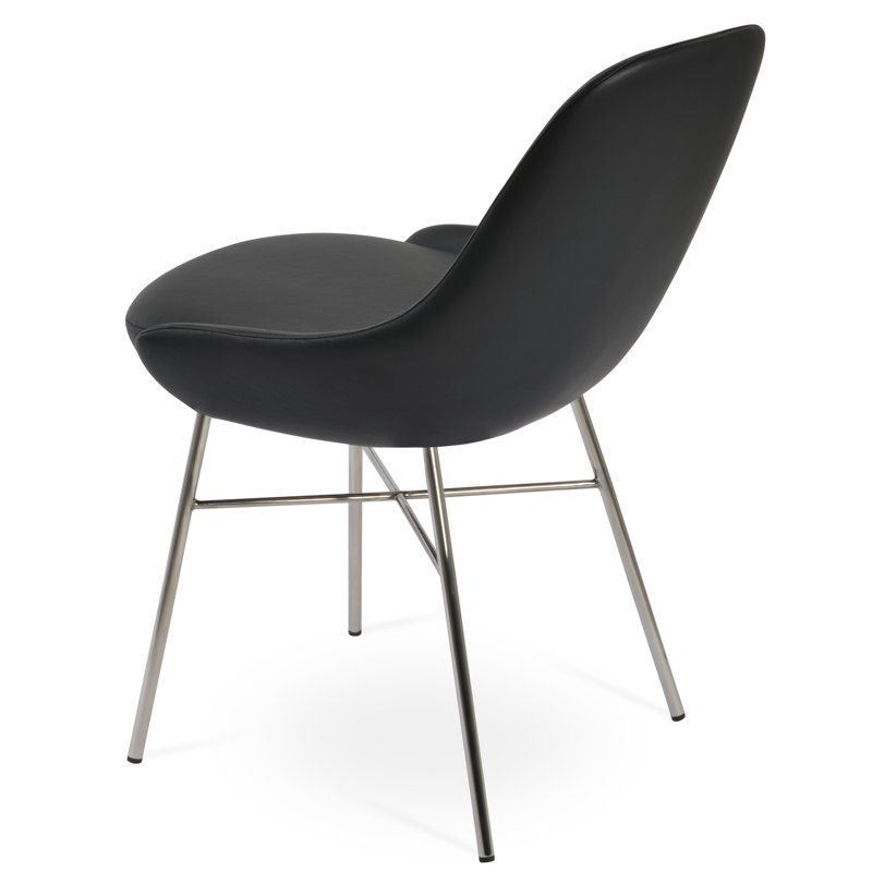 Gazel 17.7'' H Upholstered Metal Dining Chair, Black, Stainless Steel