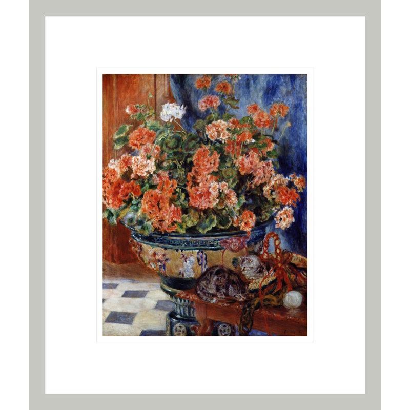 Geraniums and CatsPierre-Auguste Renoir - Impression giclée encadrée, 15,99 po H x 13,75 po L