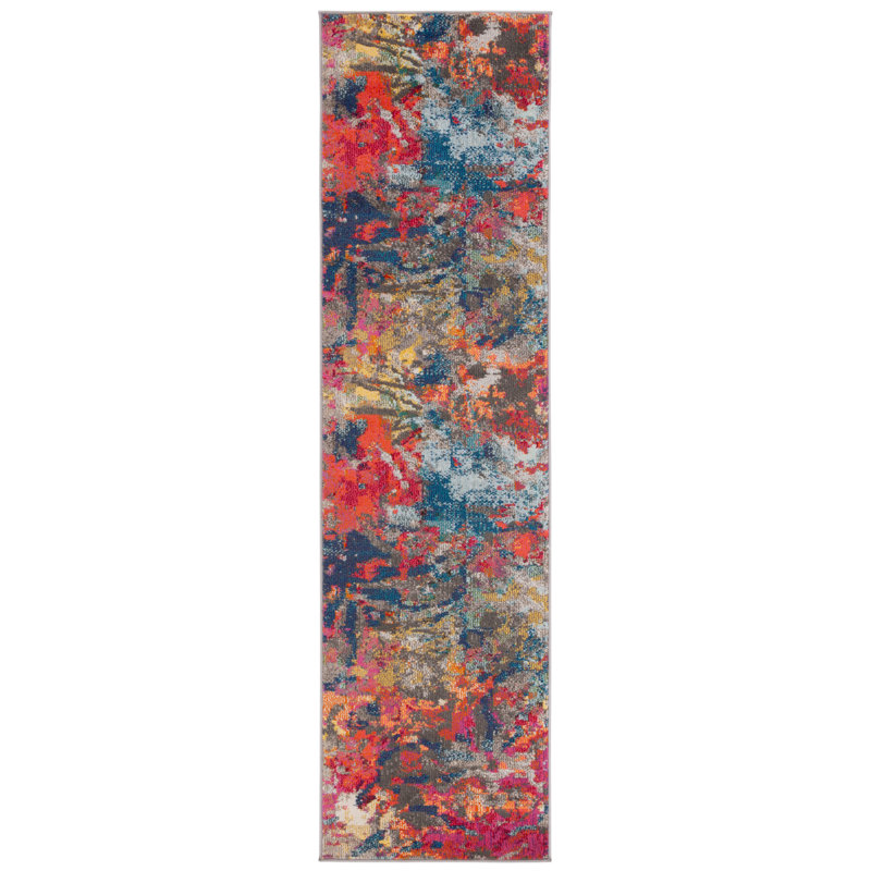 Tapis bleu / orange Hertzler Southwestern, Tapis de couloir 2 pi 2 po x 8 pi