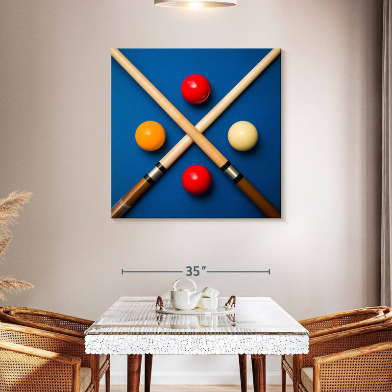 Balle et bâtons de billard Senne, H 39 po x l 39 po