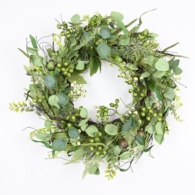 22" Artificial Spring Summer Farmhouse Eucalyptus Berry Front Door Wreath