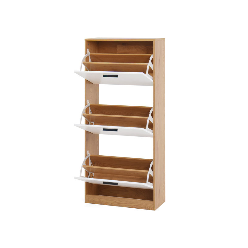 Armoire de rangement pour chaussures avec 3 tiroirs rabattables, Naturel
