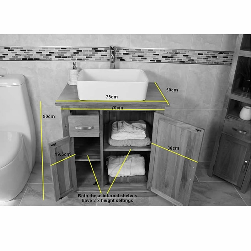 Echols 751mm Single Bathroom Vanity with Vessel Basin, Travertine Basin