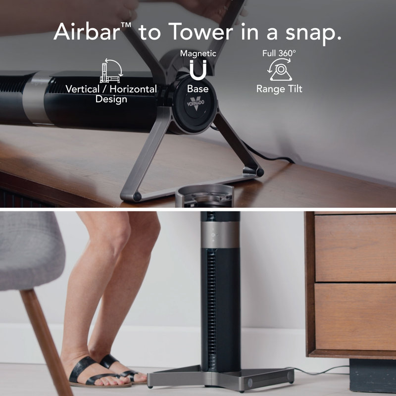 Vornado Black 35" Remote Controlled Tower Fan with Horizontal Airflow