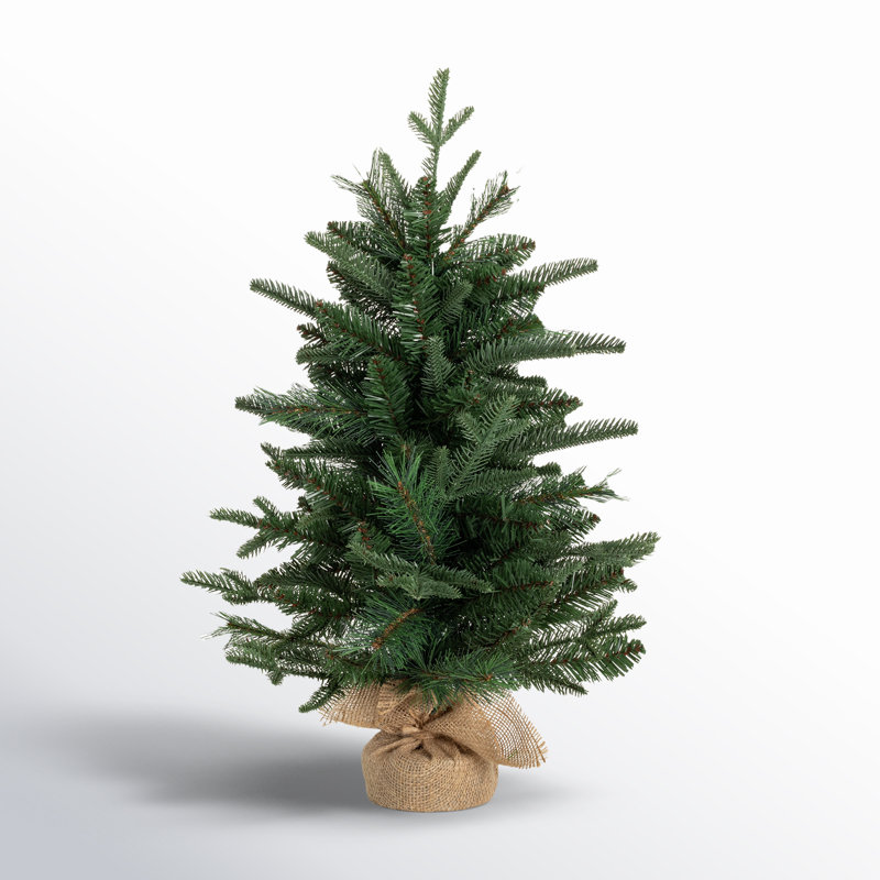 Stroud 24'' Faux Pine Tree in Wicker/Rattan Pot