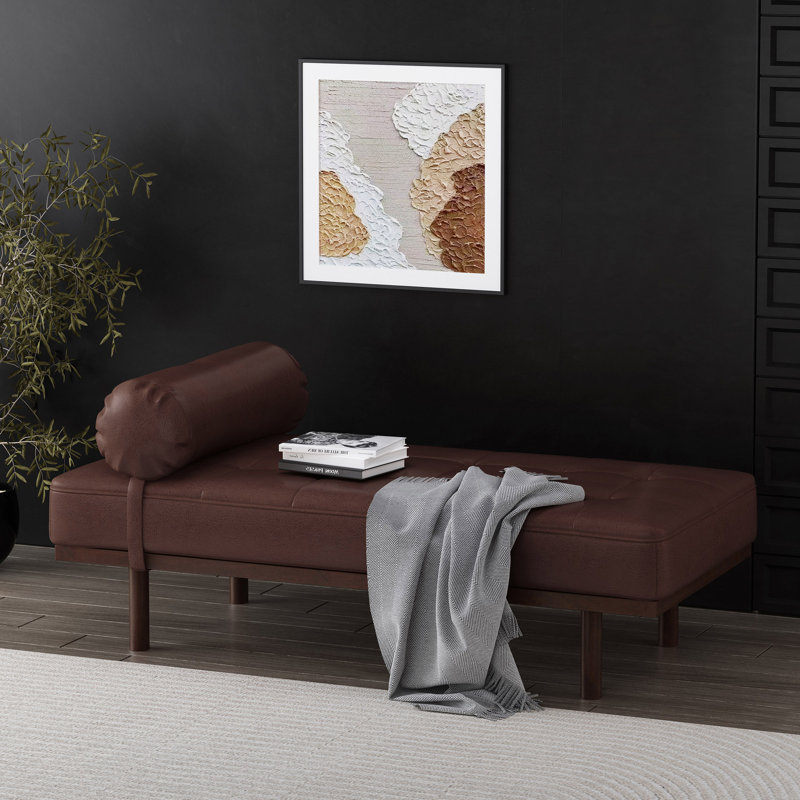 Chaise longue en similicuir Sushpal, Similicuir brun foncé