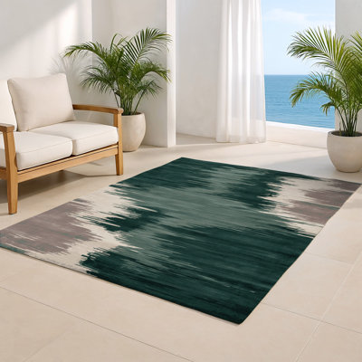 Watercolor Green Indoor and Outdoor Area Rug