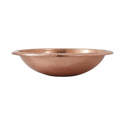 Rolled Classic Hand-Hammered Copper Oval Drop-In Bathroom Sink
