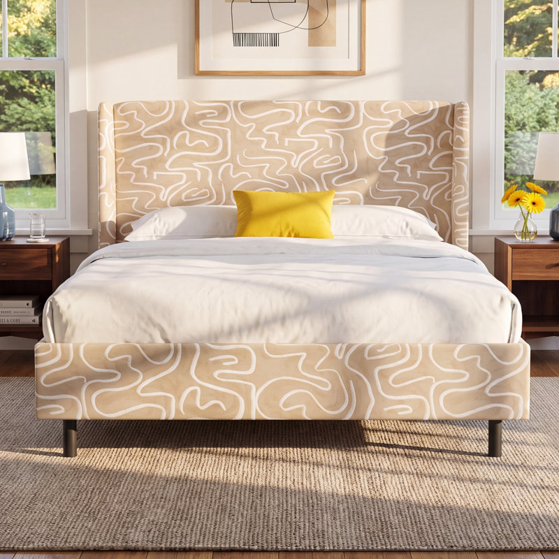Laurel Upholstered Unfinished Wingback Bed, Full