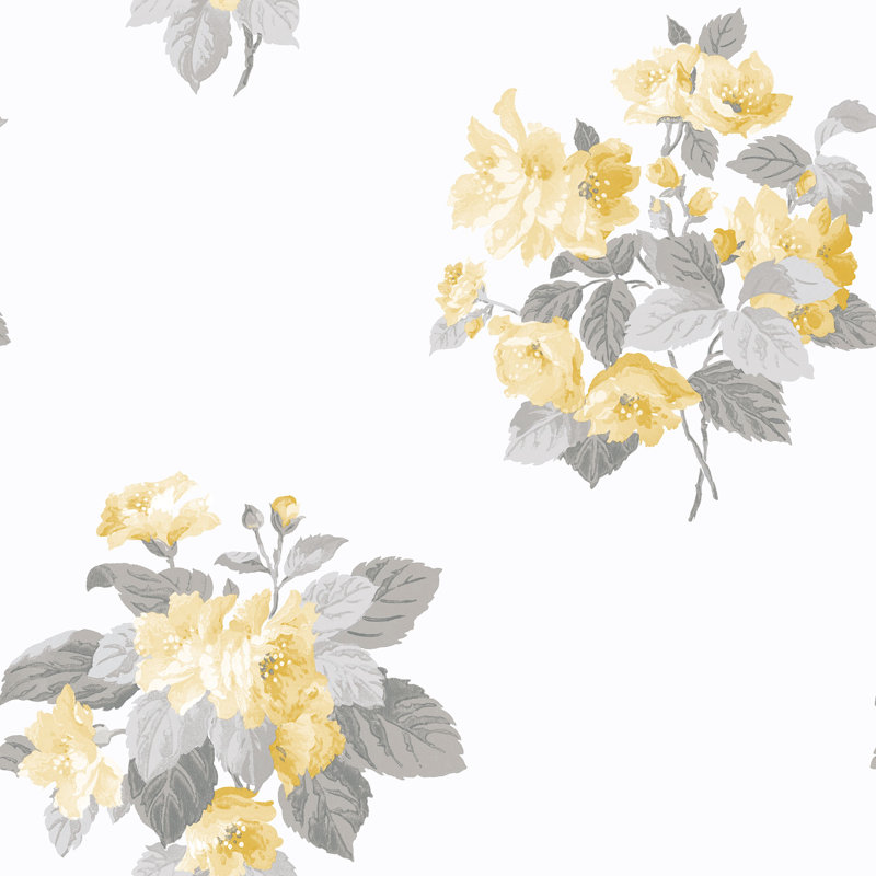 Batres 10m x 53cm Matte Wallpaper Roll, White/Yellow