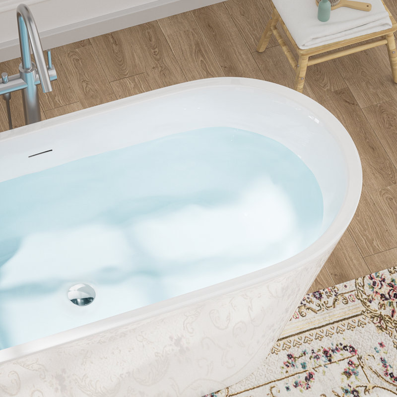 59" X 27.56" Freestanding Soaking Acrylic Bathtub