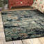 Tapis bleu damassé Farwa-23169864