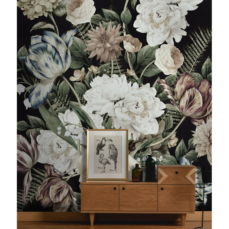 Papier peint amovible floral à fleurs blanches, L 105,96 po x l 187 po