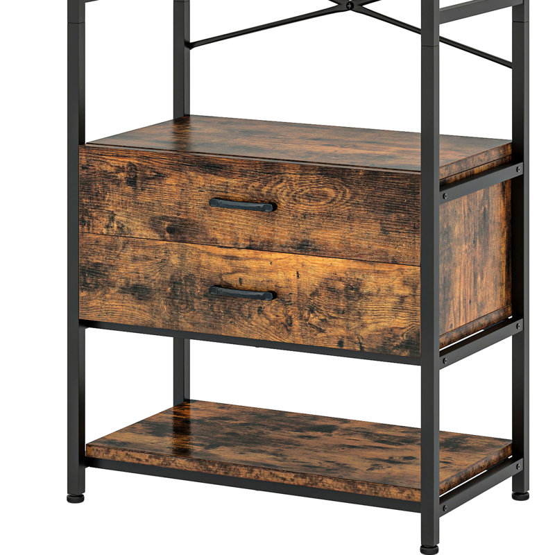 Hallway Coat and Shoe Storage, Industrial Hall Tree With 2-Drawer