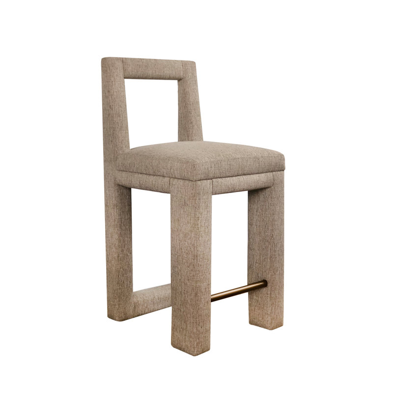 Kimoree Upholstered Counter Stool with Solid Wood Frame