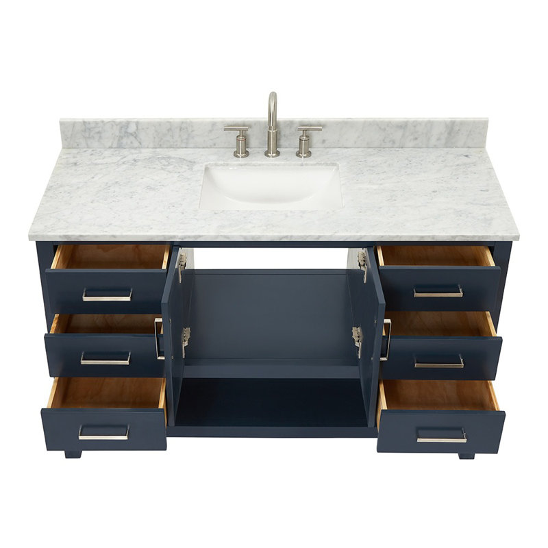 Magnolia Bath Vanity Rectangular Basin S061SCW2R, Midnight Blue, Rectangular, 55"