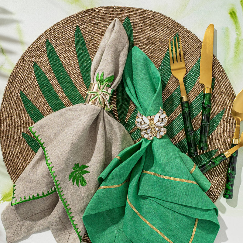 Linen Square Napkins, Grass Green