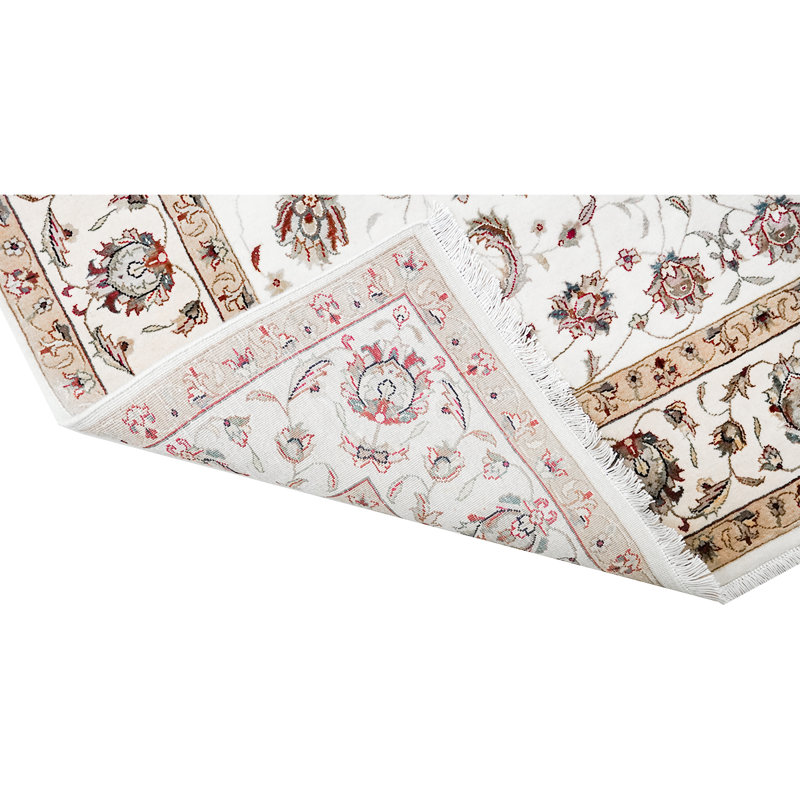 Tapis ivoire et beige noué à la main de haute qualité