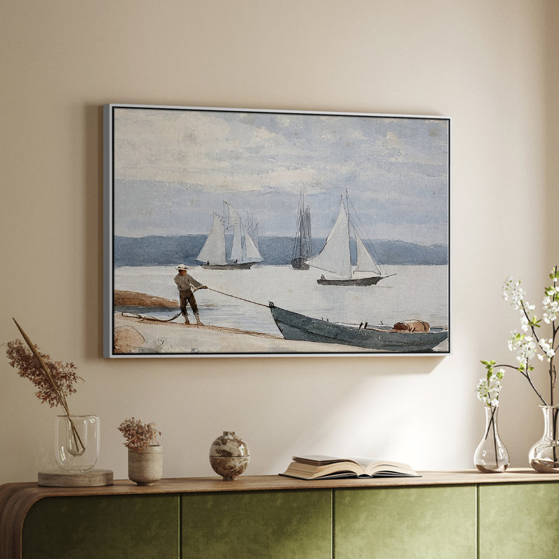 «Vintage Nautical Print-LXV III» sur, Toile encadrée flottée blanche, H 17 po x l 25 po