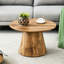 Table basse ronde de 13,8 po en grain de bois naturel de 23,6 po de diamètre - hauteur de glissement et de charge pour la chambre à coucher