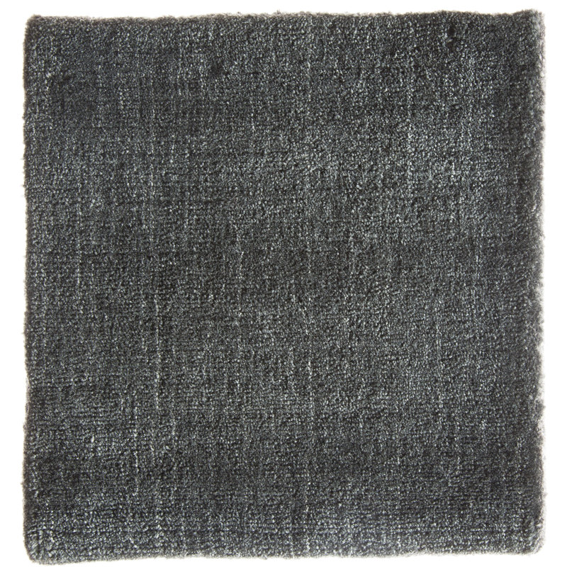 Modern Art Silk Charcoal Rug, Square 10'