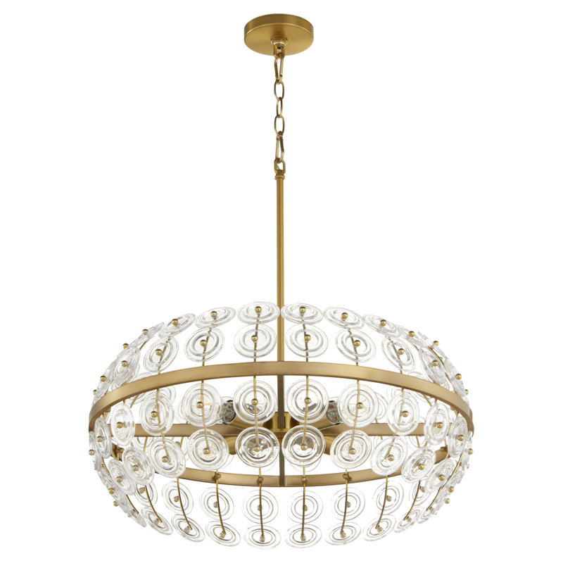 Selena 4 - Light Steel Dimmable Round / Oval Chandelier, Aged Brass