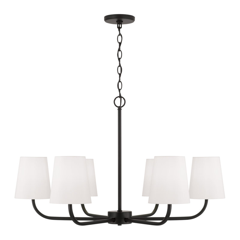Brody 6 - Light Dimmable Shaded / Spider Chandelier, Black