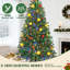 Arbre de Noël artificiel pré-éclairé avec lumières DEL changeantes de couleur - vert Noël, assemblage facile, branches articulées et support en métal robuste-1150373504