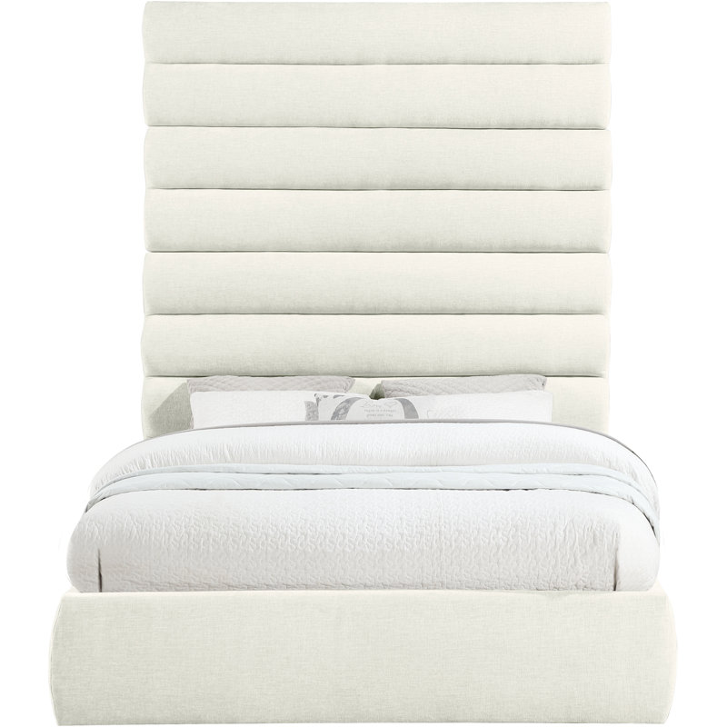 Adam Fabric Bed, Cream, Queen, Chenille Fabric