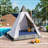 Outdoor Sunbed With Colorful Pillows, Wicker Patio Daybed With Cushions-146796404-146796403