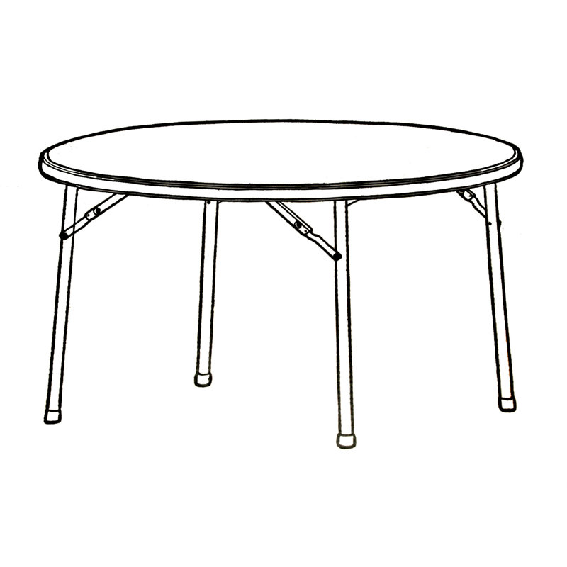 Table pliante en plastique Parker, H 29,25 po x L 60 po x l 60 po, Blanc/Noir