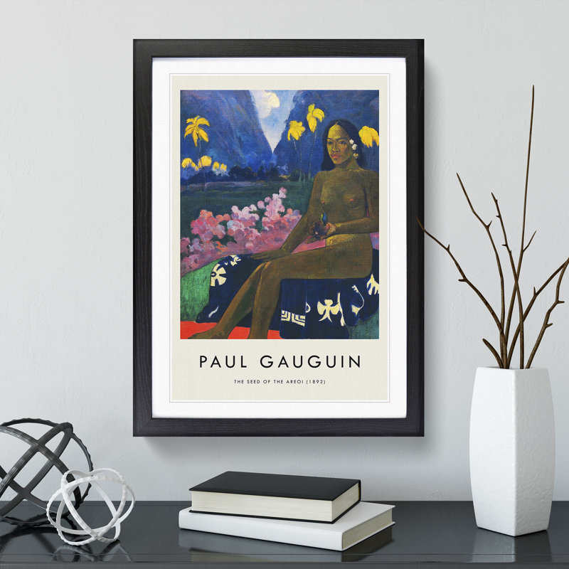 Seated Woman Vol.3 by Paul Gauguin - Picture Frame Painting, 65cm H x 48cm W x 2cm D, Black