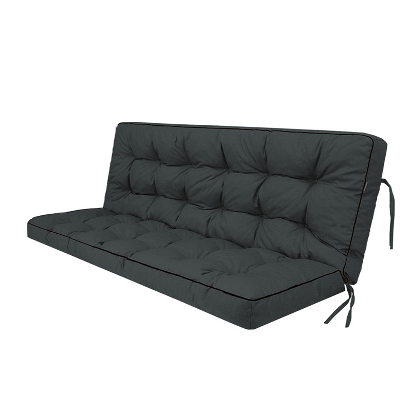 3 Seater Outdoor Porch Swing Cushion with Backrest, Dark Gray