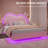 Zoomie Kids Floating Bed Frame with Adjustable LED Headboard and Leather Upholstered-500018431-500018424