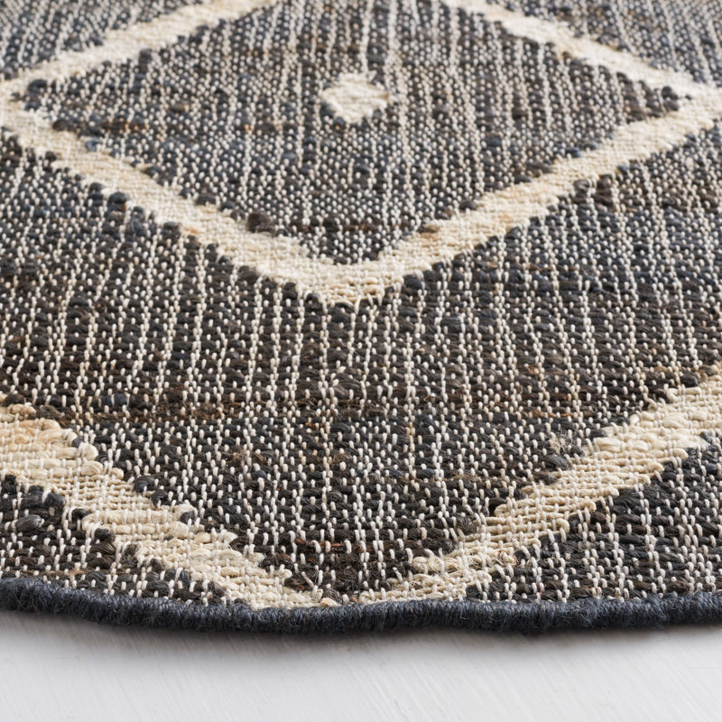 Tapis géométrique naturel / gris anthracite tissé à la main Furman Kilim, Rectangle de 6 pi x 9 pi