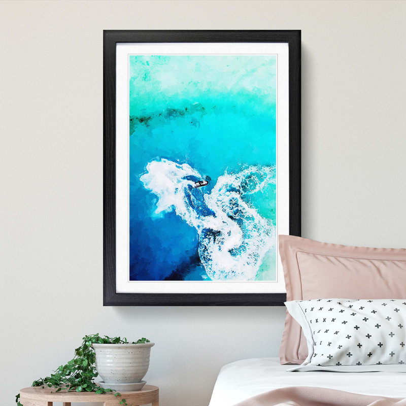 Jet Ski in the Maldives in Abstract - Framed Print, 50cm H x 35cm W x 2cm D, Black