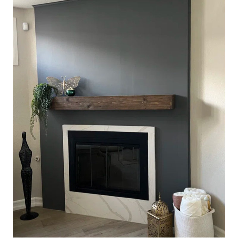 Midwood Hand Carved Rustic XL Fireplace Mantel Shelf, 8", Rustic Walnut, 60"