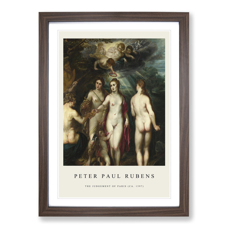 Judgement of Paris by Peter Paul Rubens - Picture Frame Art Prints, 36cm H x 27cm W x 2cm D, Walnut Framed Framed