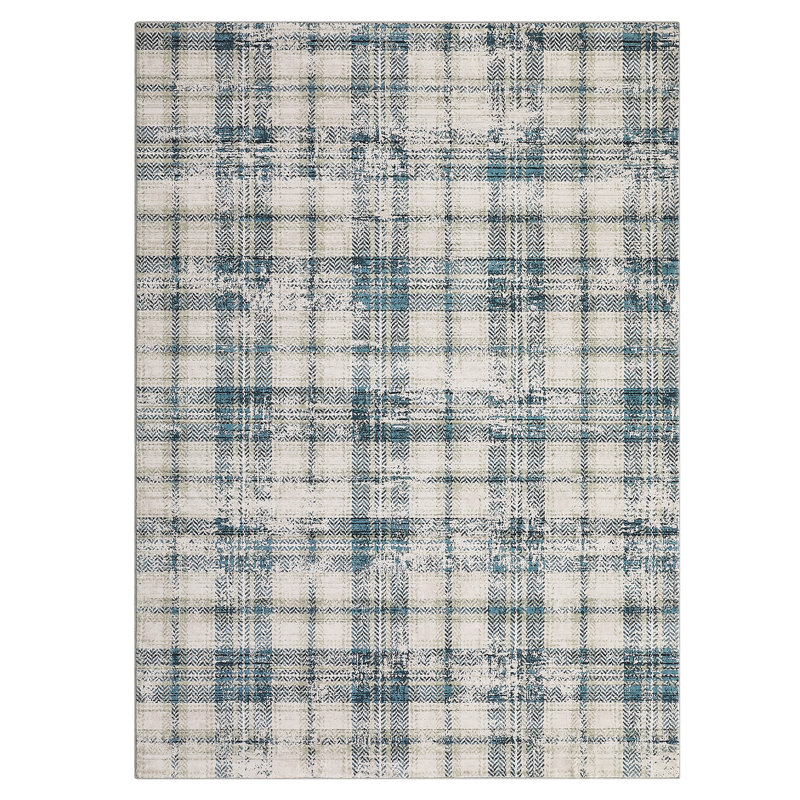 Machine Washable Rug Gingham Non-Slip Modern Rug for Living Room Bedroom Nursery Dining Table Stylish Carpet for Dorm and Bedside Decor