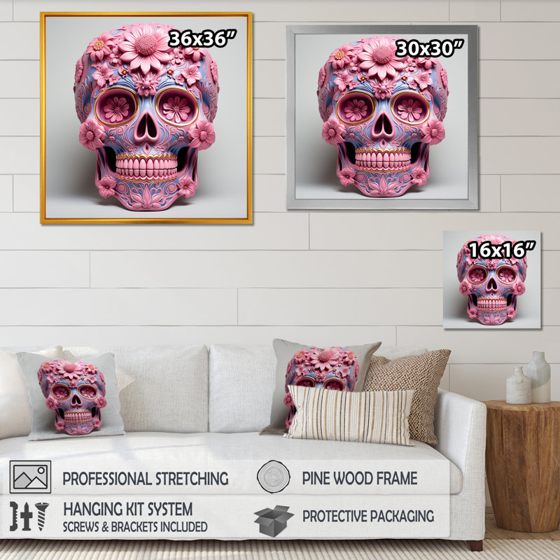 La Calavera, tête d'art mexicain I, reproduction d'art sur toile, Toile tendue, 36" H x 36" W