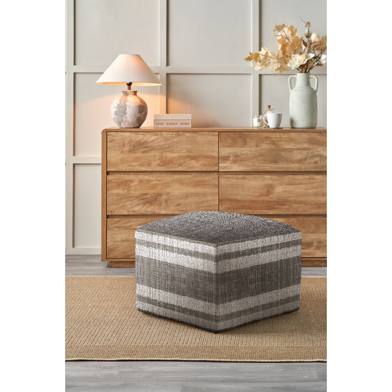 Steel Grey Upholstered Outdoor Ottoman