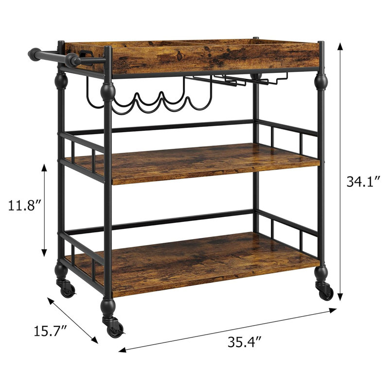 Landaff Metal Bar Cart, Brown