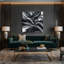 Abstrait paysage, art mural noir sur toile 76-1555588491