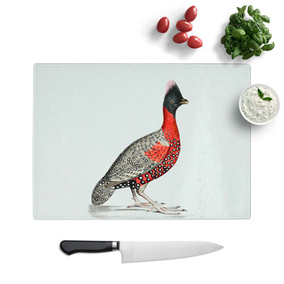 Tempered Glass Black-Headed Pheasant Chopping Board