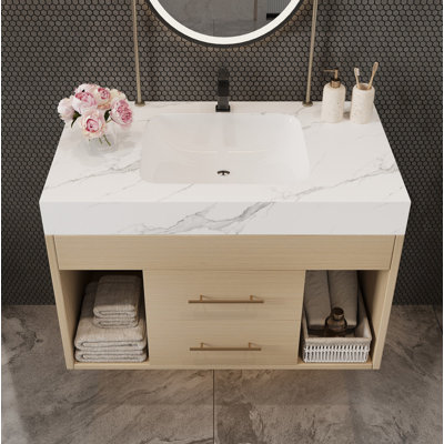 Ensemble de meuble-lavabo mural flottant 29,9 po