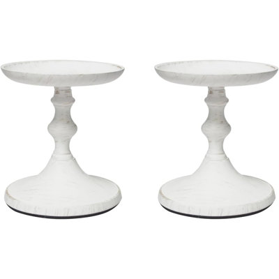 Ensemble de 2 porte-bougie décoratifs en métal et aluminium Hosley, finition blanche délavée, pour bougies ou présentoir, d'une hauteur de 5 pouces - idéal pour les mariages, les fêtes, les événements, la décoration intérieure, les cadeaux et l'élégance