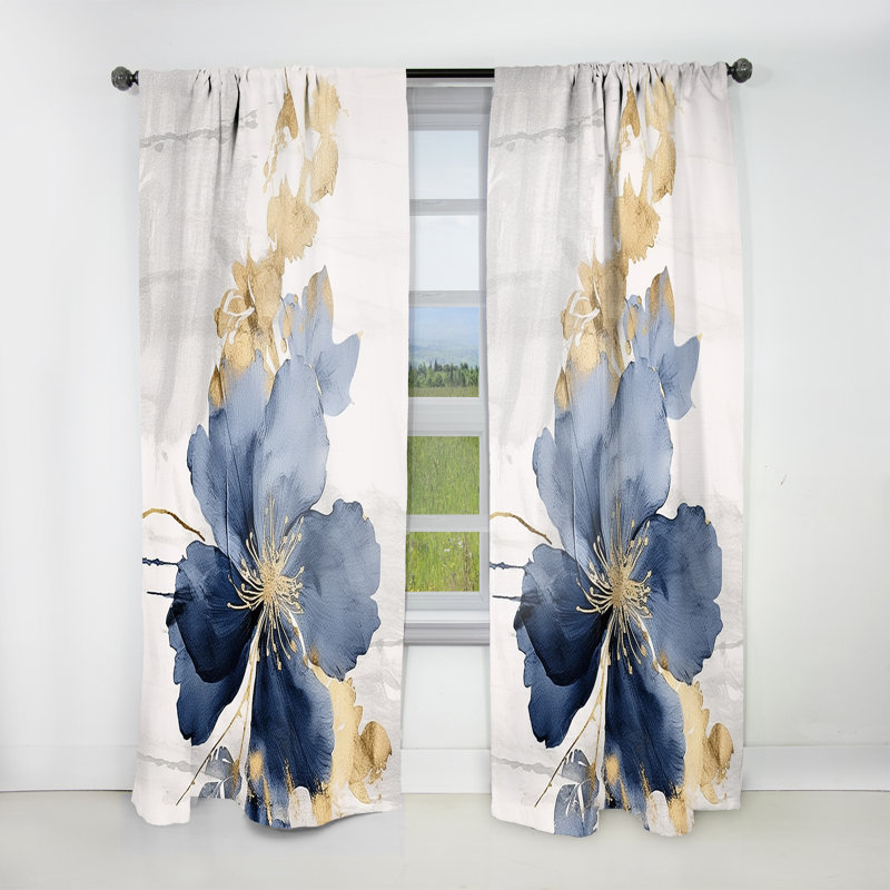 Rideau en velours traditionnel Dandor Hibiscus Tropical Harmony I - 1 panneau, L 52 po x L 63 po