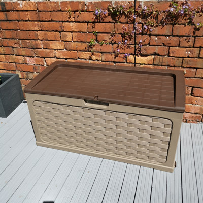 Samuel Alexander 116cm W Plastic Lockable Deck Box with Wheels in Brown