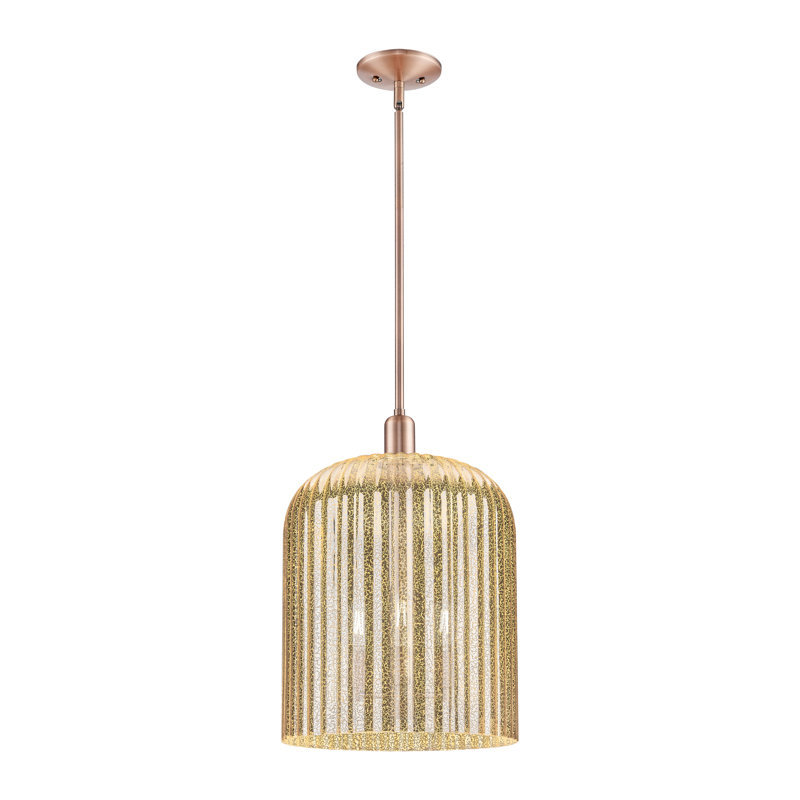 Downtown Urban - Voile de mariée - Mini-luminaire suspendu 3 tiges 12 po - Abat-jour, Mercure, Cuivre antique
