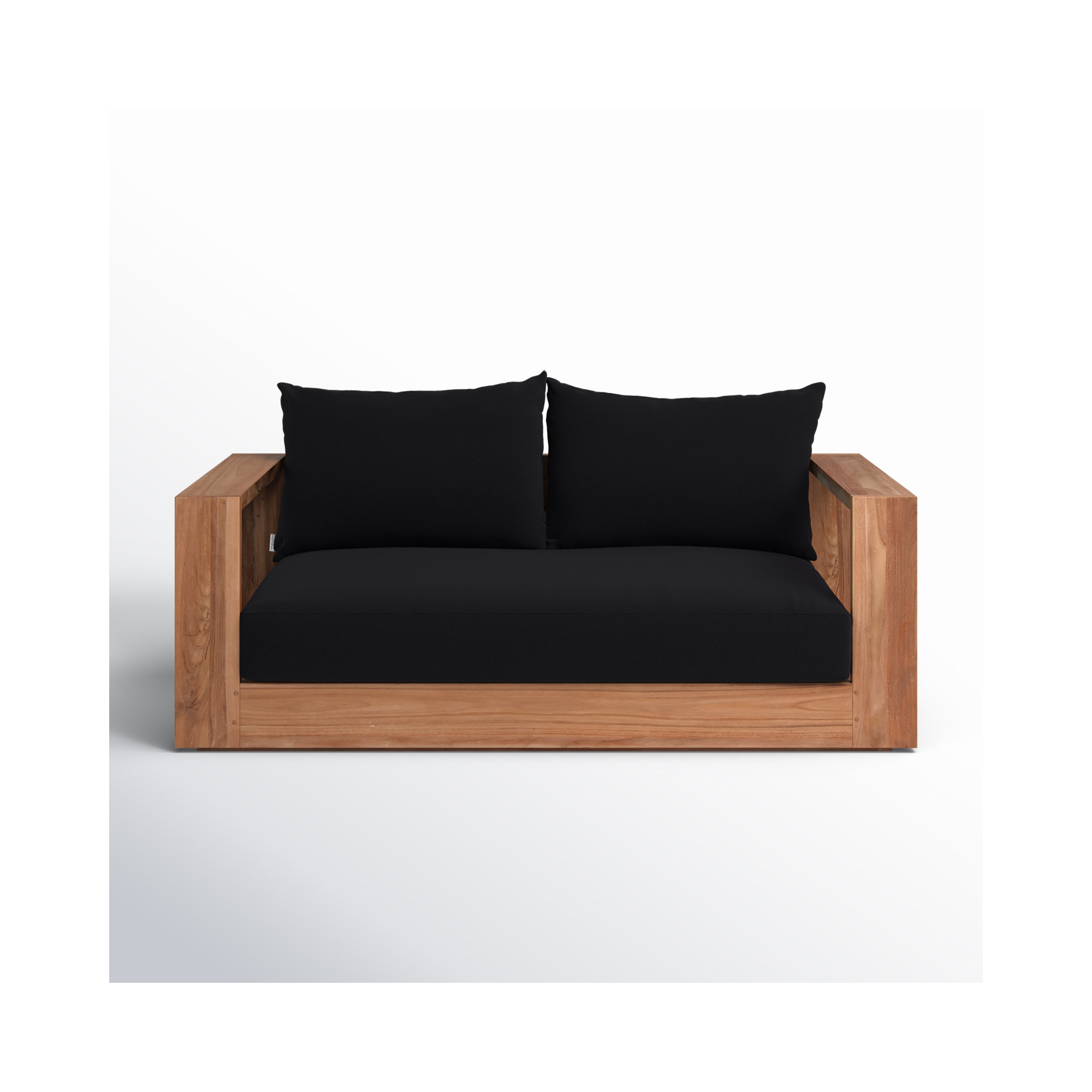 Gazel 63'' Wide Teak Loveseat with Cushions, Black